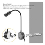 USB Bedside Gooseneck Wall Reading Lamp - Dimmable 3CCT Architectural Quality