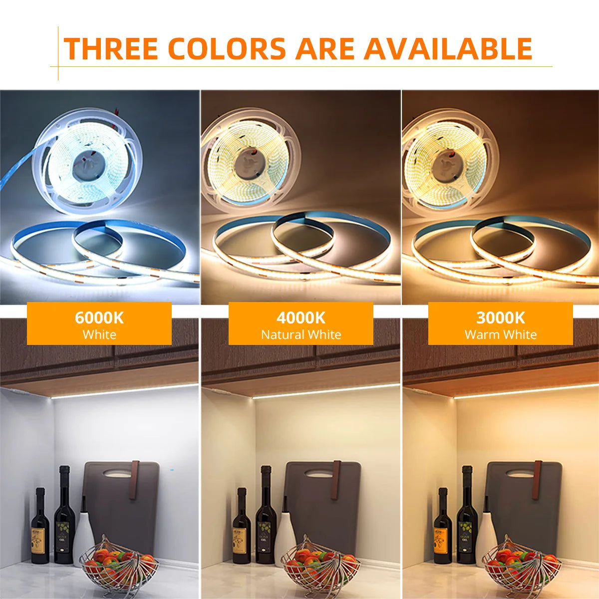 Architectural COB LED Strip Light Kit - 12V, 320 LEDs/m, Dimmable with PIR/Touch/Hand Sweep Sensors