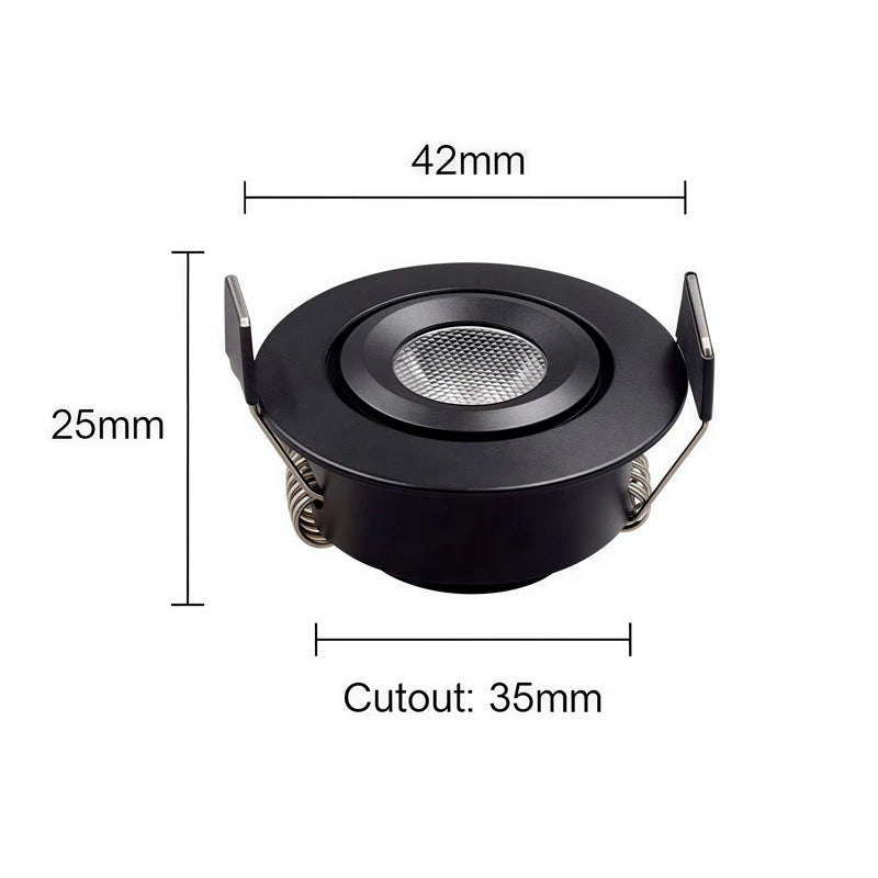 Mini 3W Recessed Architectural Cabinet Spotlight - 10pcs Bulk Pack (CRI 90+)