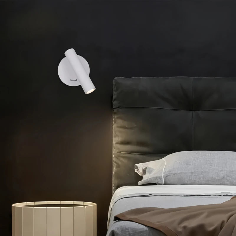 LRLEDS 3W Modern Round Base Bedside Reading Spotlight - Minimalist Hotel Wall Lamp
