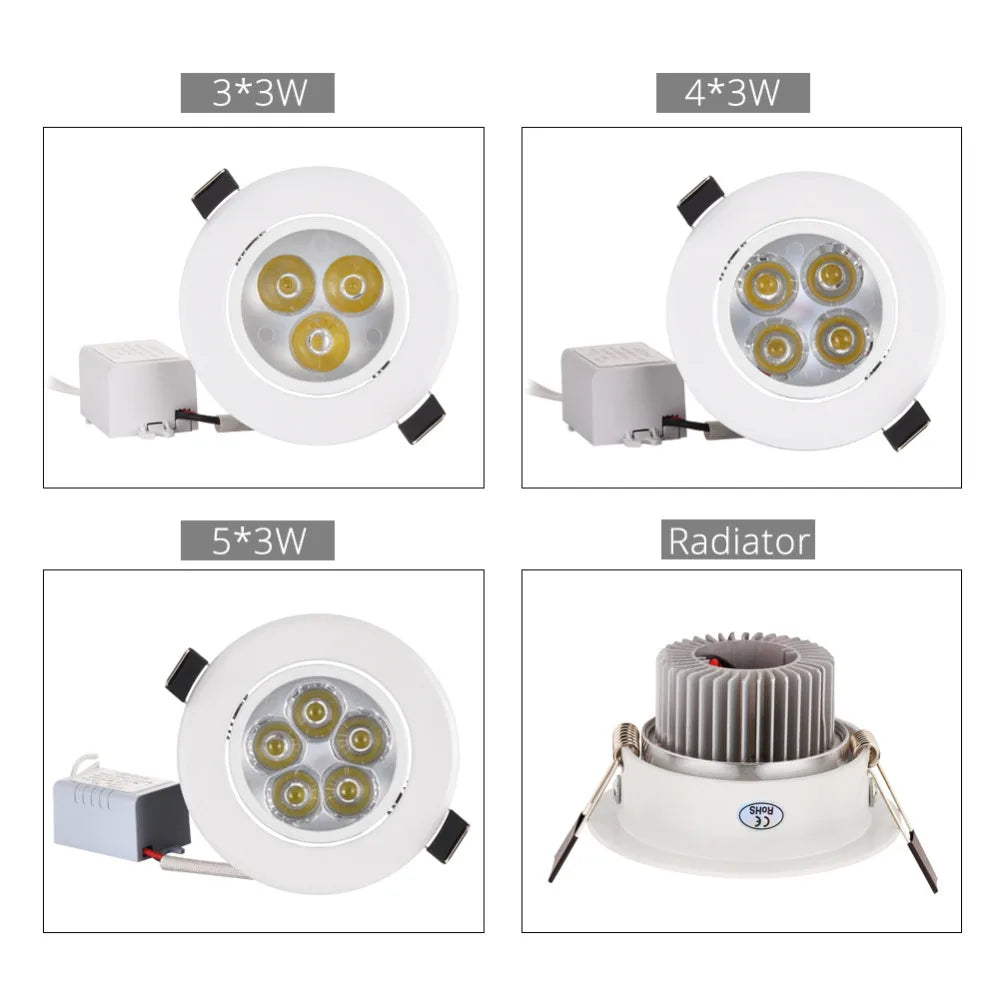 Architectural Recessed LED Downlight - 9W/12W/15W COB Spotlight