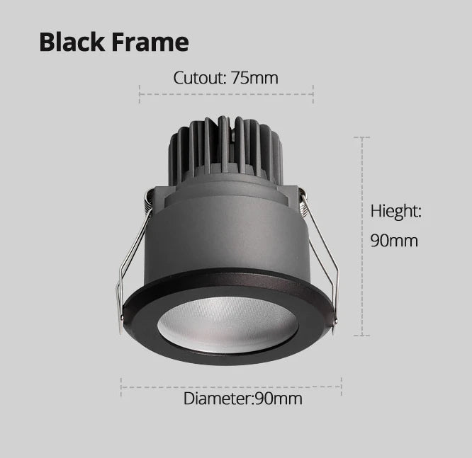 IP65 Waterproof Architectural LED Downlight - 7W/12W Recessed Die-Cast Spotlight