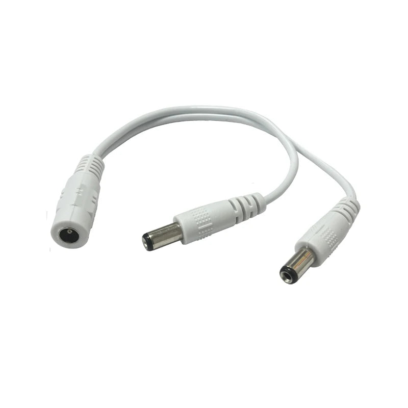 LRLEDS White Y-Shape 1-to-2 DC Power Splitter Cable - 5.5x2.1mm Barrel Plug