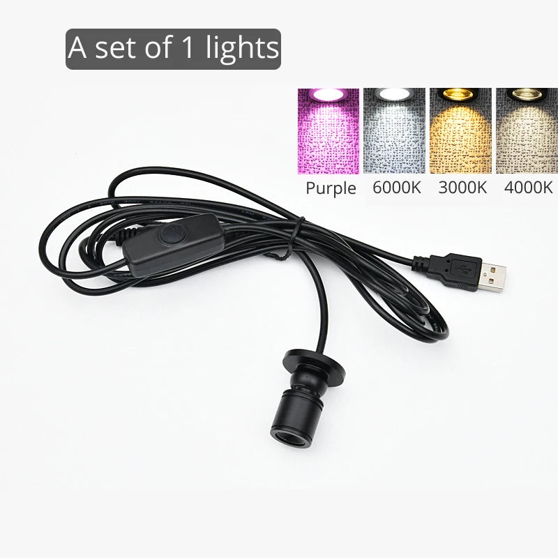 USB Mini LED Swivel Spotlight Set - Dimmable 5V Architectural Display Lighting