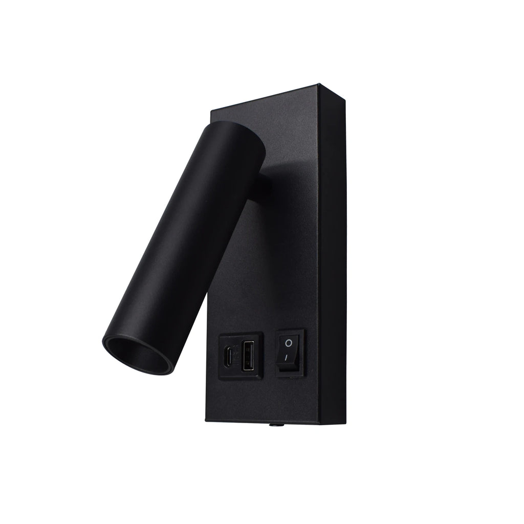 Bedside Reading Wall Lamp Spot Light Modern Hotel Home Room Adjustable Reading Light Built Charge USB Type-c Ports