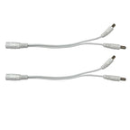 LRLEDS White Y-Shape 1-to-2 DC Power Splitter Cable - 5.5x2.1mm Barrel Plug