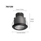 IP65 Waterproof Architectural LED Downlight - 7W/12W Recessed Die-Cast Spotlight