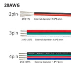 Professional 20AWG Tinned Copper Extension Cable - for 12V/24V LED Strip Lighting
