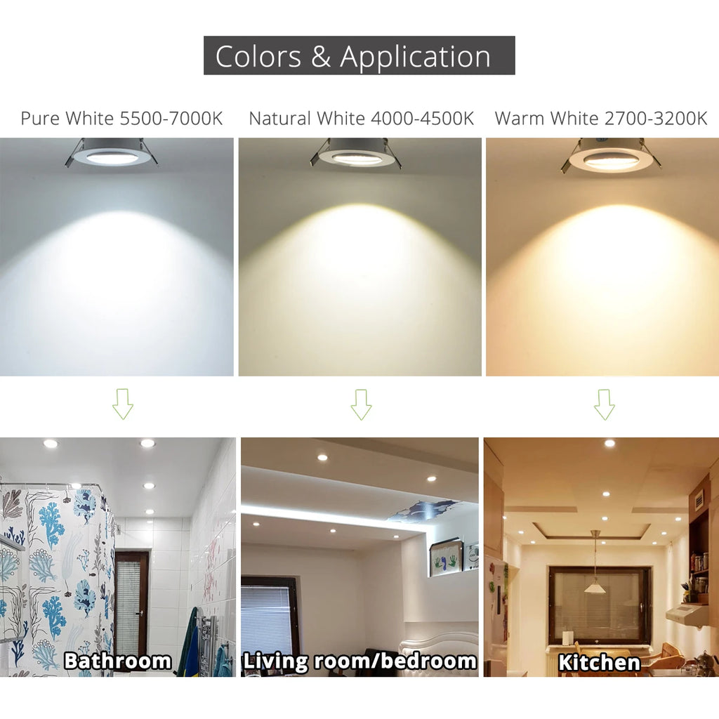 Architectural Recessed LED Downlight - 9W/12W/15W COB Spotlight (10pcs Bulk Pack)