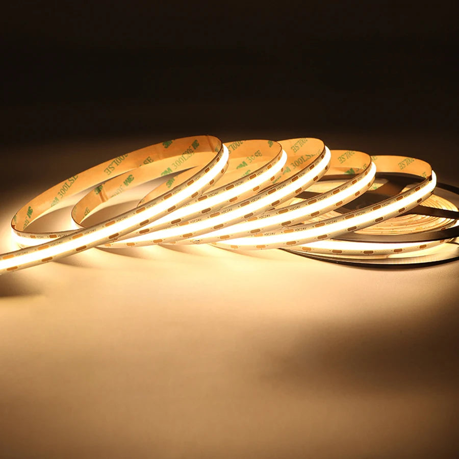LRLEDS Professional 5V COB LED Strip Light - 480 LEDs/m, 8mm, Dotless High CRI 90+