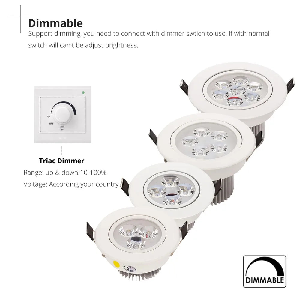 Architectural Recessed LED Downlight - 9W/12W/15W COB Spotlight
