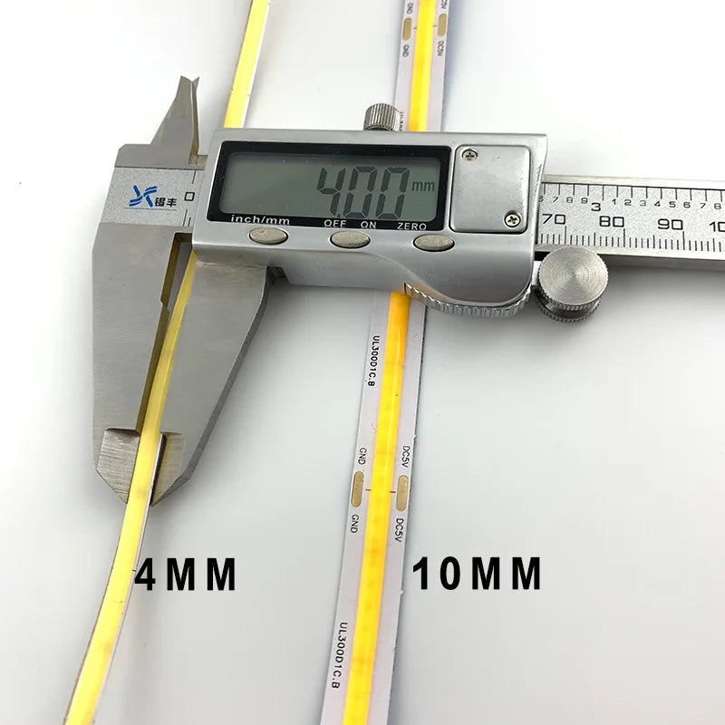 Ultra-Thin 4mm COB LED Strip Light - 12V, 480 LEDs/m, CRI 90+, High Density Flexible Tape