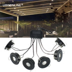 LRLEDS 6-Pack High-Power Mini LED Gazebo & Veranda Lighting Kit - 18W (3W/Spot) IP65 Waterproof Recessed Soffit Lights, Black (Complete DIY Set)