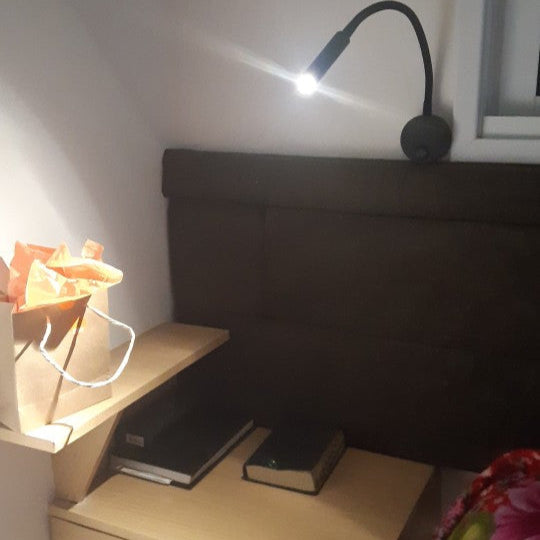 LRLEDS Nordic Minimalist Bedside Reading Lamp - 3W Focused LED, Black (Plug-in Easy Install)