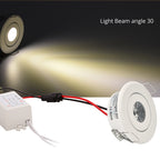LRLEDS Classic 1W Mini LED Spotlight - Recessed Accent Downlight for Cabinets & Ceilings, White Finish (40-45mm Cutout)