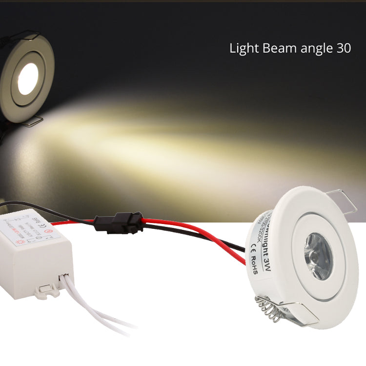 LRLEDS Classic 1W Mini LED Spotlight - Recessed Accent Downlight for Cabinets & Ceilings, White Finish (40-45mm Cutout)