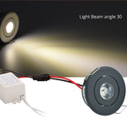 LRLEDS Classic 1W Mini LED Spotlight - Recessed Accent Downlight for Cabinets & Ceilings, Black Finish (40-45mm Cutout)