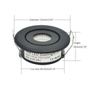 LRLEDS Adjustable 3W COB LED Mini Spotlight - Tilting Recessed Downlight for Cabinets & Display, Black (40-45mm Cutout)