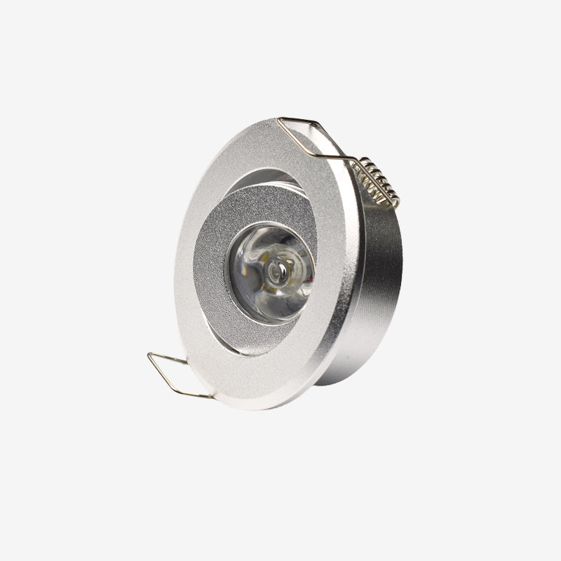 LRLEDS Classic 1W Mini LED Spotlight - Recessed Accent Downlight for Cabinets & Ceilings, Silver Finish (40-45mm Cutout)