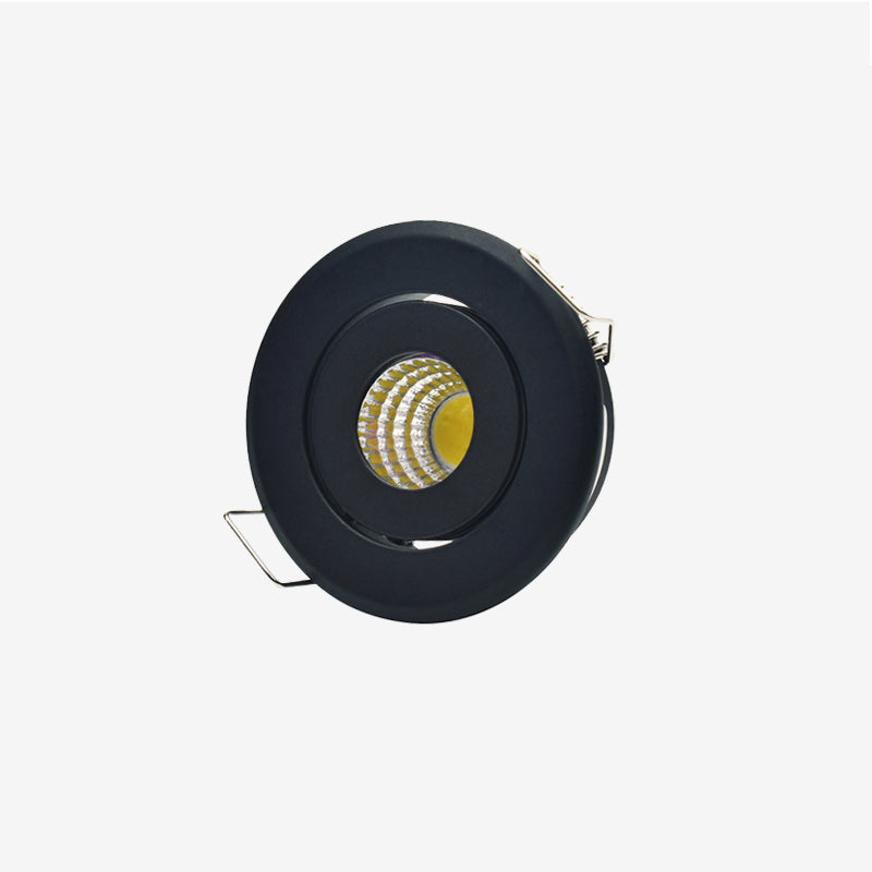 LRLEDS Adjustable 3W COB LED Mini Spotlight - Tilting Recessed Downlight for Cabinets & Display, Black (40-45mm Cutout)