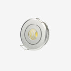 LRLEDS Adjustable 3W COB LED Mini Spotlight - Tilting Recessed Downlight for Cabinets & Display, Silver (40-45mm Cutout)