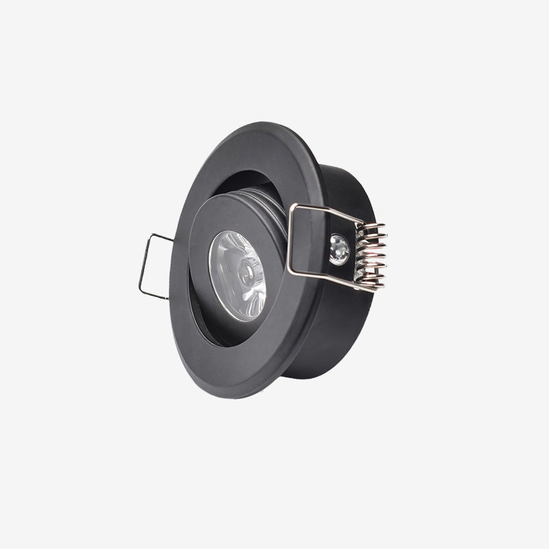 LRLEDS Classic 1W Mini LED Spotlight - Recessed Accent Downlight for Cabinets & Ceilings, Black Finish (40-45mm Cutout)
