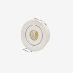 LRLEDS Adjustable 3W COB LED Mini Spotlight - Tilting Recessed Downlight for Cabinets & Display, White (40-45mm Cutout)