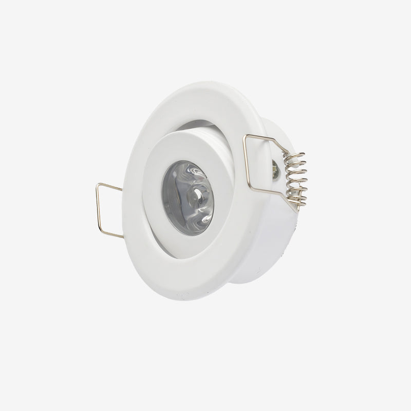LRLEDS Classic 1W Mini LED Spotlight - Recessed Accent Downlight for Cabinets & Ceilings, White Finish (40-45mm Cutout)