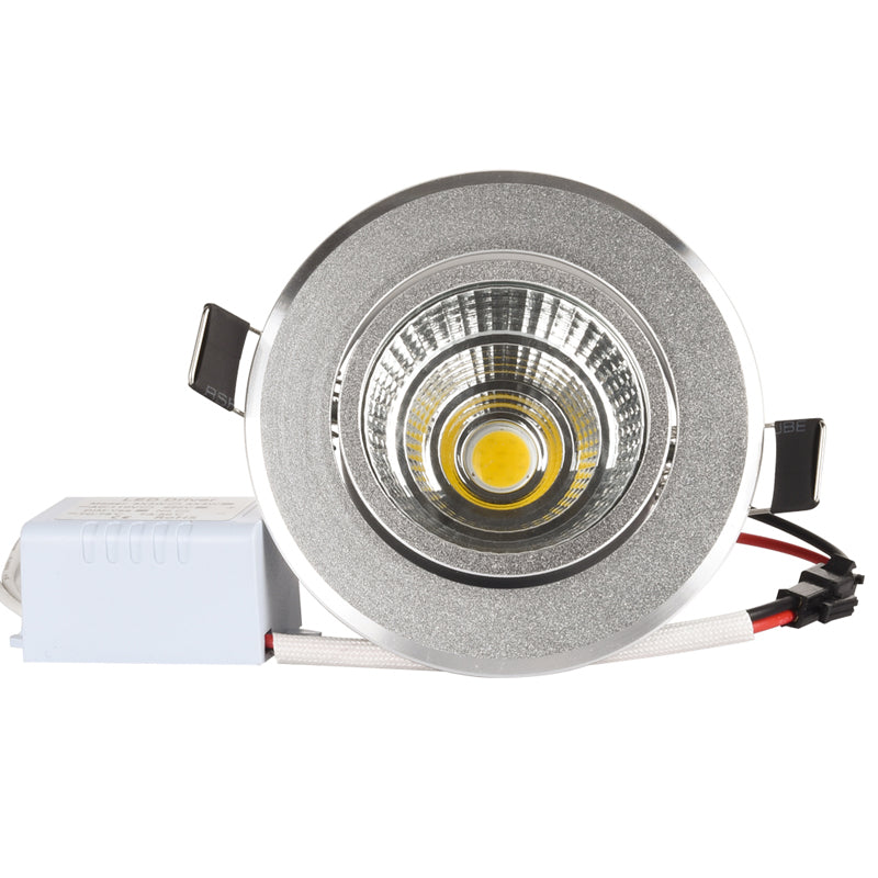 LRLEDS Architectural COB LED Recessed Spotlight - Dimmable 5W/7W/10W, High CRI >90, Silver Finish Ceiling Downlight