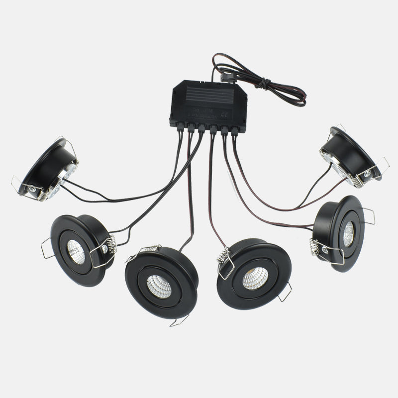 LRLEDS 6-Pack High-Power Mini LED Gazebo & Veranda Lighting Kit - 18W (3W/Spot) IP65 Waterproof Recessed Soffit Lights, Black (Complete DIY Set)