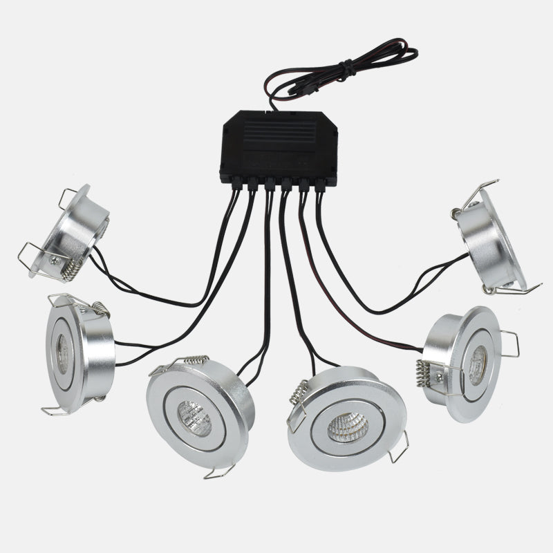 LRLEDS 6-Pack High-Power Mini LED Gazebo & Veranda Lighting Kit - 18W (3W/Spot) IP65 Waterproof Recessed Soffit Lights, Silver (Complete DIY Set)