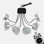LRLEDS 6-Pack Remote Dimmable Mini LED Gazebo Lighting Kit - 18W IP65 Waterproof Recessed Soffit Lights, Silver (Complete DIY Set)