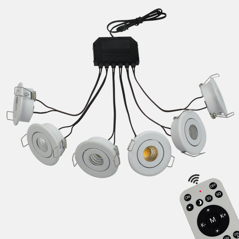 LRLEDS 6-Pack Remote Dimmable Mini LED Gazebo Lighting Kit - 18W IP65 Waterproof Recessed Soffit Lights, White (Complete DIY Set)