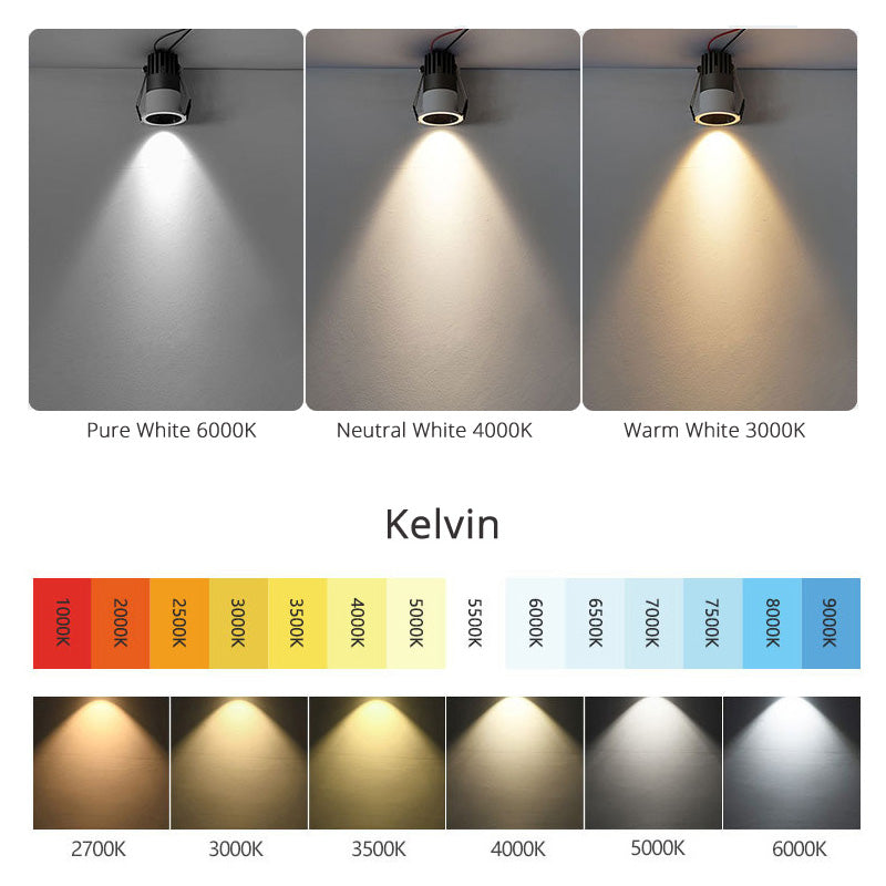 LRLEDS Deep Anti-Glare 3W COB LED Spotlight - 24° Narrow Beam, Bridgelux LED Recessed Downlight (Dimmable, CRI >90)