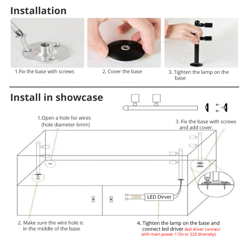 LRLEDS Professional Jewelry Showcase LED Pole Light - 360° Rotating Display Spotlight for Diamonds, Watches & Exhibitions (Adjustable Height)