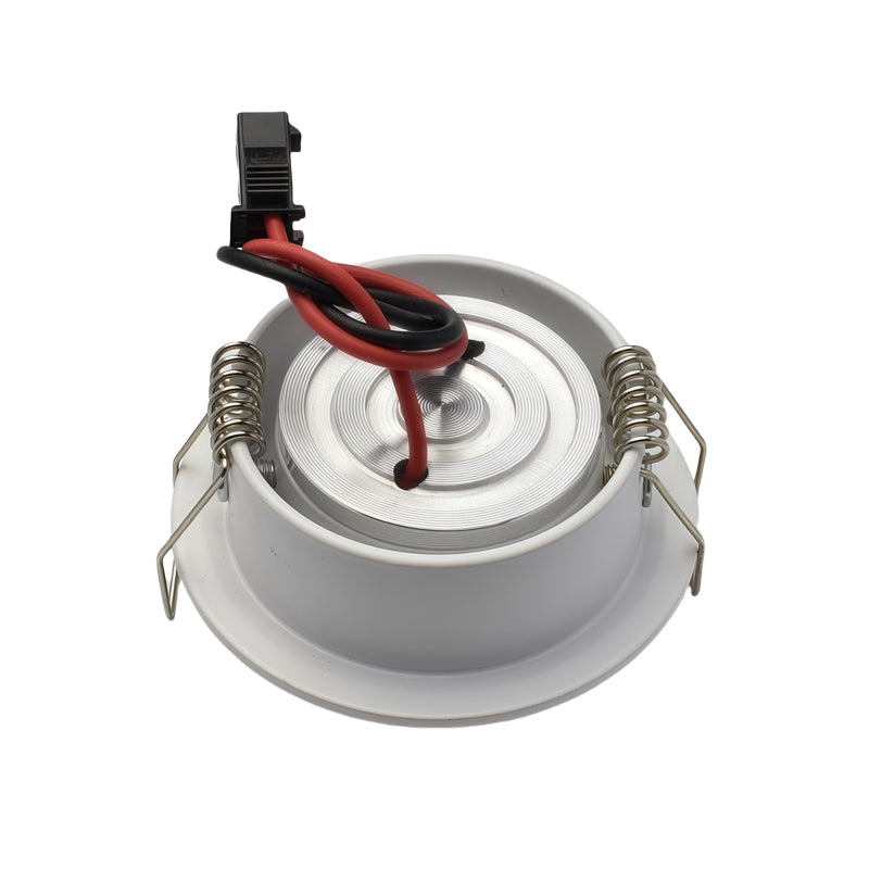 LRLEDS Classic 1W Mini LED Spotlight - Recessed Accent Downlight for Cabinets & Ceilings, White Finish (40-45mm Cutout)