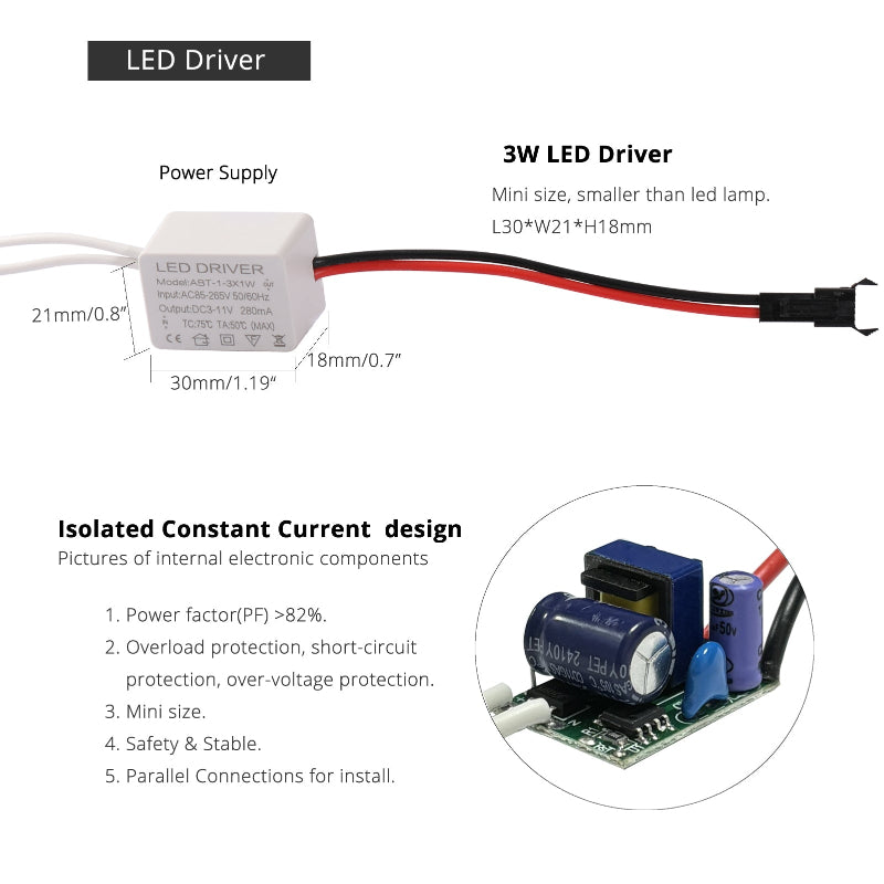 LRLEDS Adjustable 3W COB LED Mini Spotlight - Tilting Recessed Downlight for Cabinets & Display, White (40-45mm Cutout)