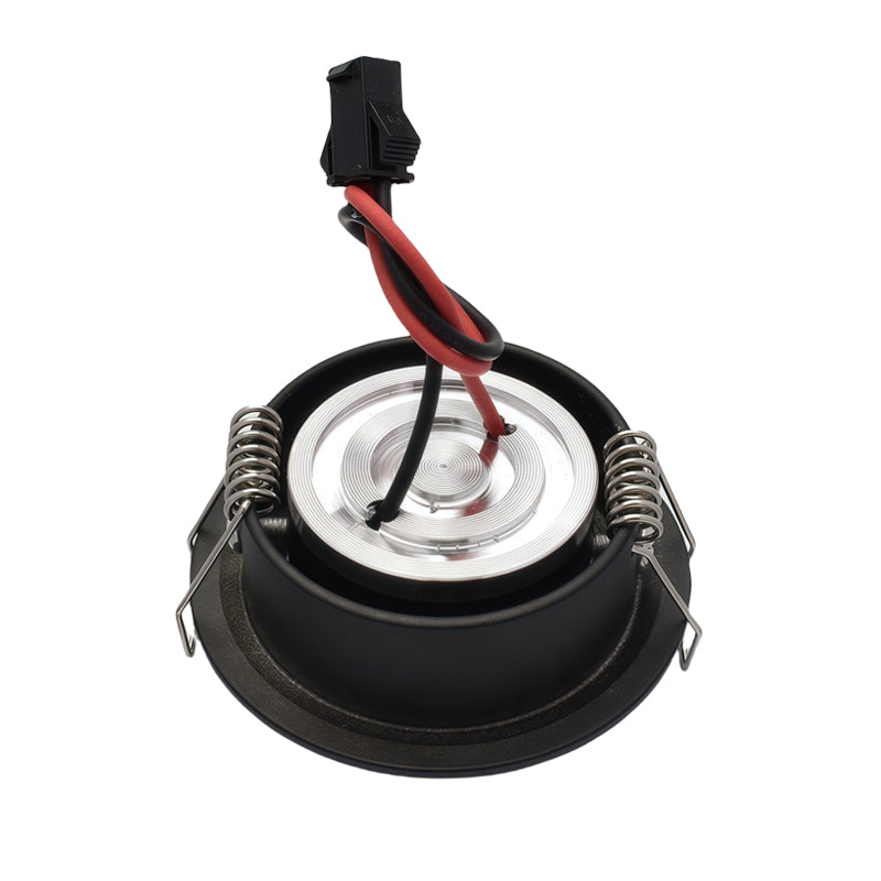 LRLEDS Classic 1W Mini LED Spotlight - Recessed Accent Downlight for Cabinets & Ceilings, Black Finish (40-45mm Cutout)