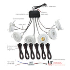 LRLEDS 6-Pack Remote Dimmable Mini LED Gazebo Lighting Kit - 18W IP65 Waterproof Recessed Soffit Lights, White (Complete DIY Set)