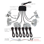 LRLEDS 6-Pack Remote Dimmable Mini LED Gazebo Lighting Kit - 18W IP65 Waterproof Recessed Soffit Lights, Silver (Complete DIY Set)