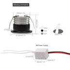 LRLEDS Ultra-Compact 3W COB LED Mini Spotlight - 30mm Cutout, High-Intensity Recessed Accent Light, Black Finish