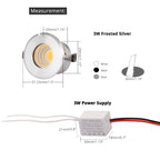 LRLEDS Ultra-Compact 3W COB LED Mini Spotlight - 30mm Cutout, High-Intensity Recessed Accent Light, Silver Finish