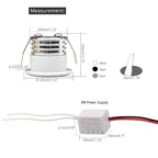 LRLEDS Ultra-Compact 3W COB LED Mini Spotlight - 30mm Cutout, High-Intensity Recessed Accent Light, White Finish