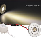 LRLEDS Classic 1W Mini LED Spotlight - Recessed Accent Downlight for Cabinets & Ceilings, Silver Finish (40-45mm Cutout)