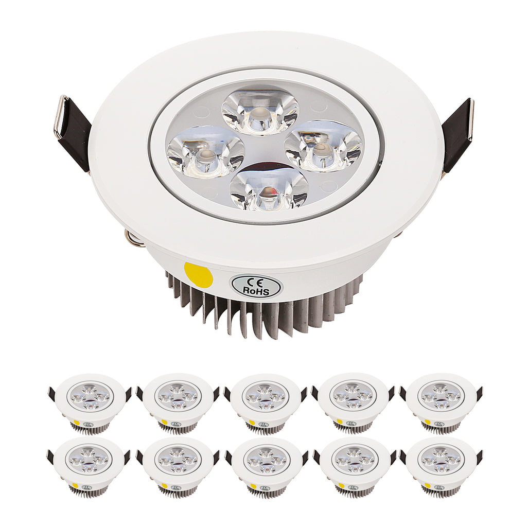 10-Pack Recessed LED Downlight - 3W/4W/5W COB Spotlight