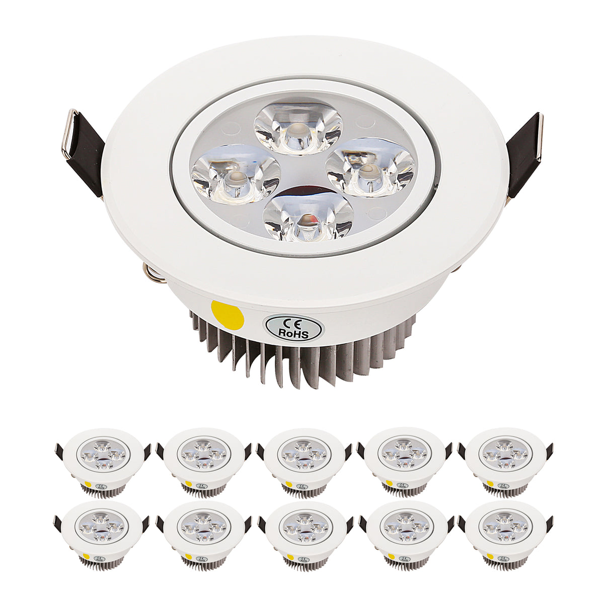 10-Pack Recessed LED Downlight - 3W/4W/5W COB Spotlight