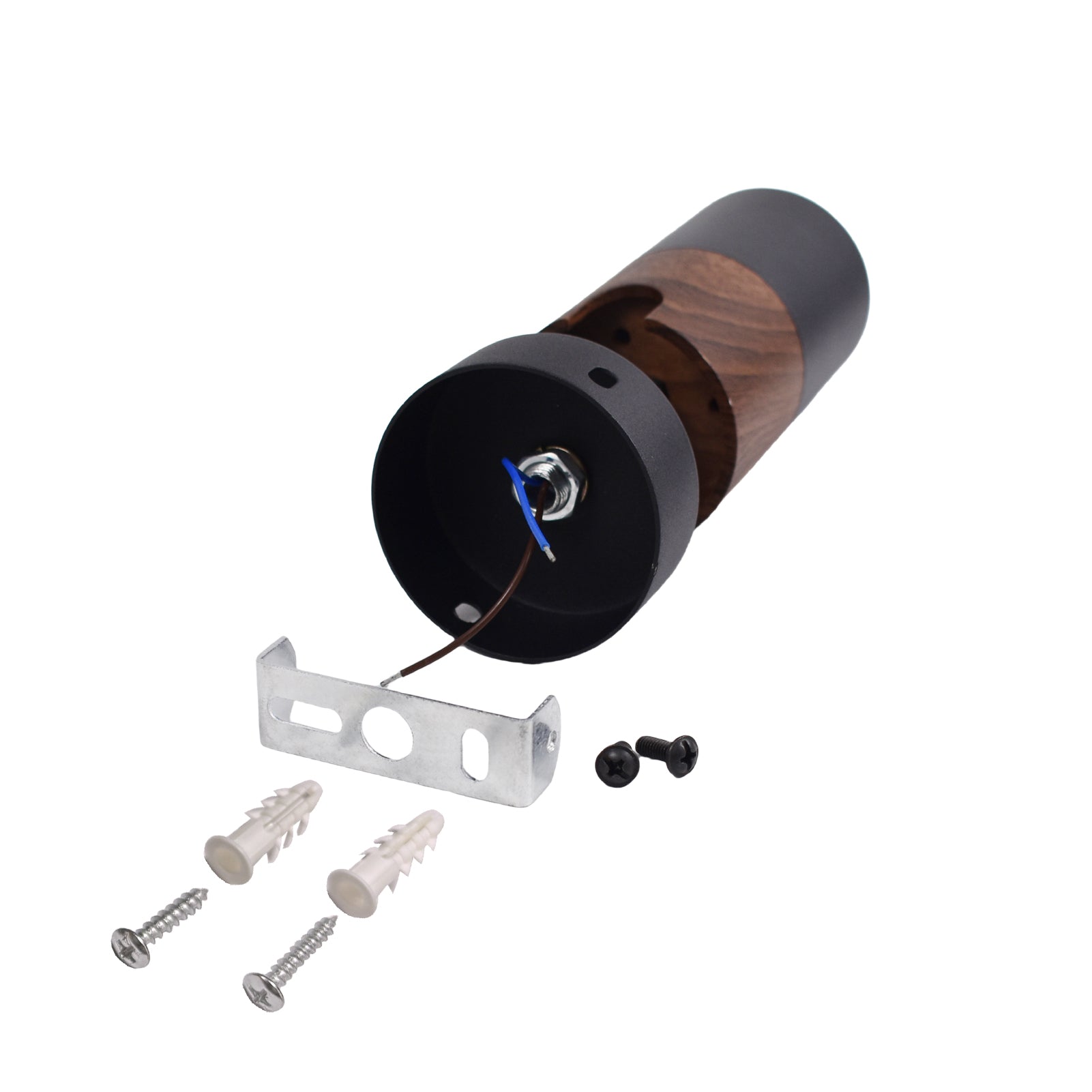 LRLEDS Modern Woodgrain & Black Surface Mounted Spotlight - Adjustable GU10 LED Ceiling & Wall Sconce (Replaceable Bulb, CRI >90)