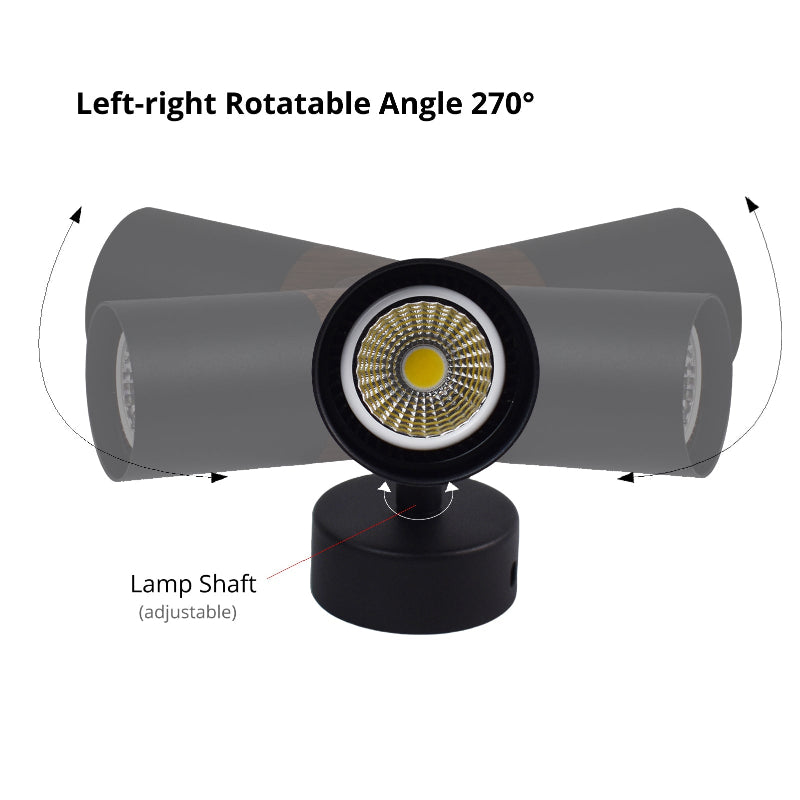 LRLEDS Modern Woodgrain & Black Surface Mounted Spotlight - Adjustable GU10 LED Ceiling & Wall Sconce (Replaceable Bulb, CRI >90)