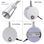 2-Pack 5V USB Dimmable LED Wall Lamp - Eye-Safe Reading Light (3CCT, Silver)