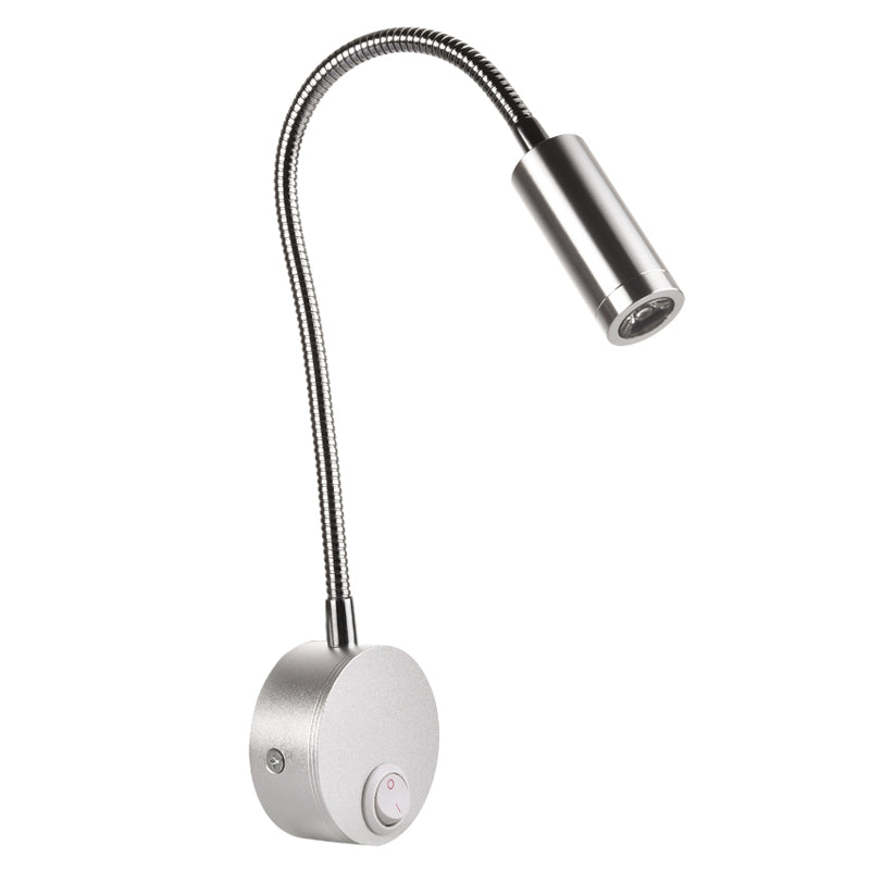 LRLEDS Nordic Adjustable LED Wall Sconce - 3W Focused Reading & Art Spotlight, Matte Silver Finish (Hardwired)